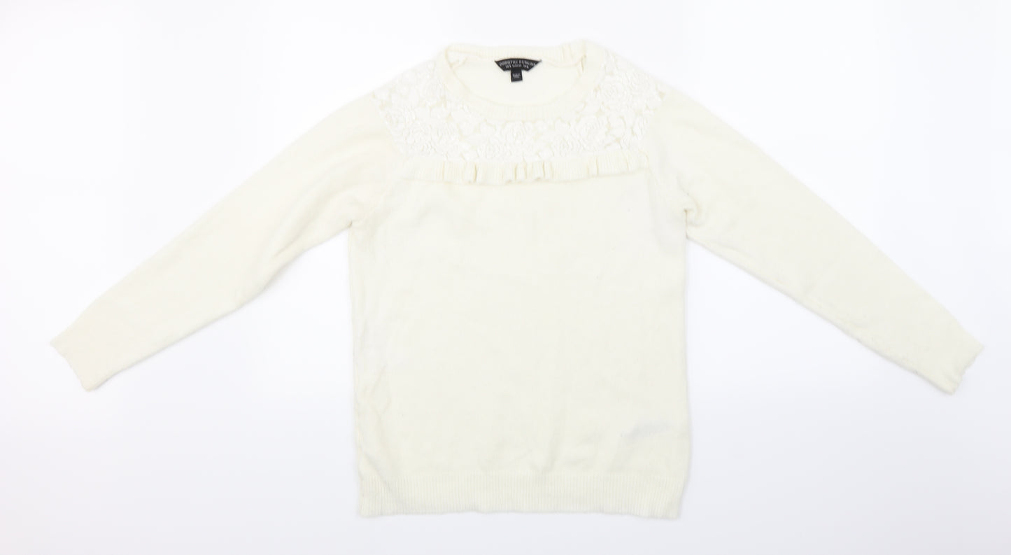 Dorothy Perkins Womens White  Knit Pullover Jumper Size 10