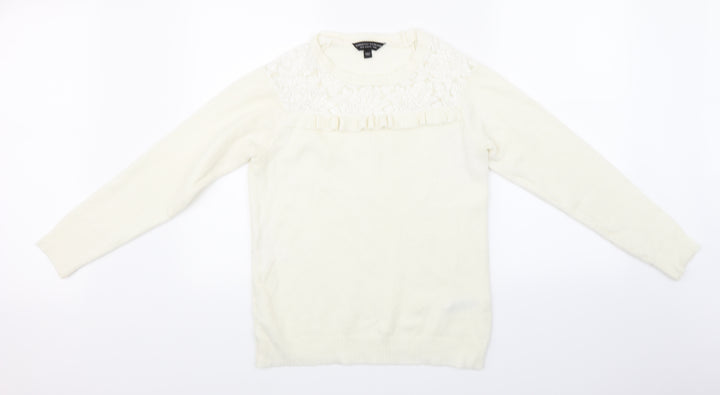 Dorothy Perkins Womens White Knit Pullover Jumper Size 10