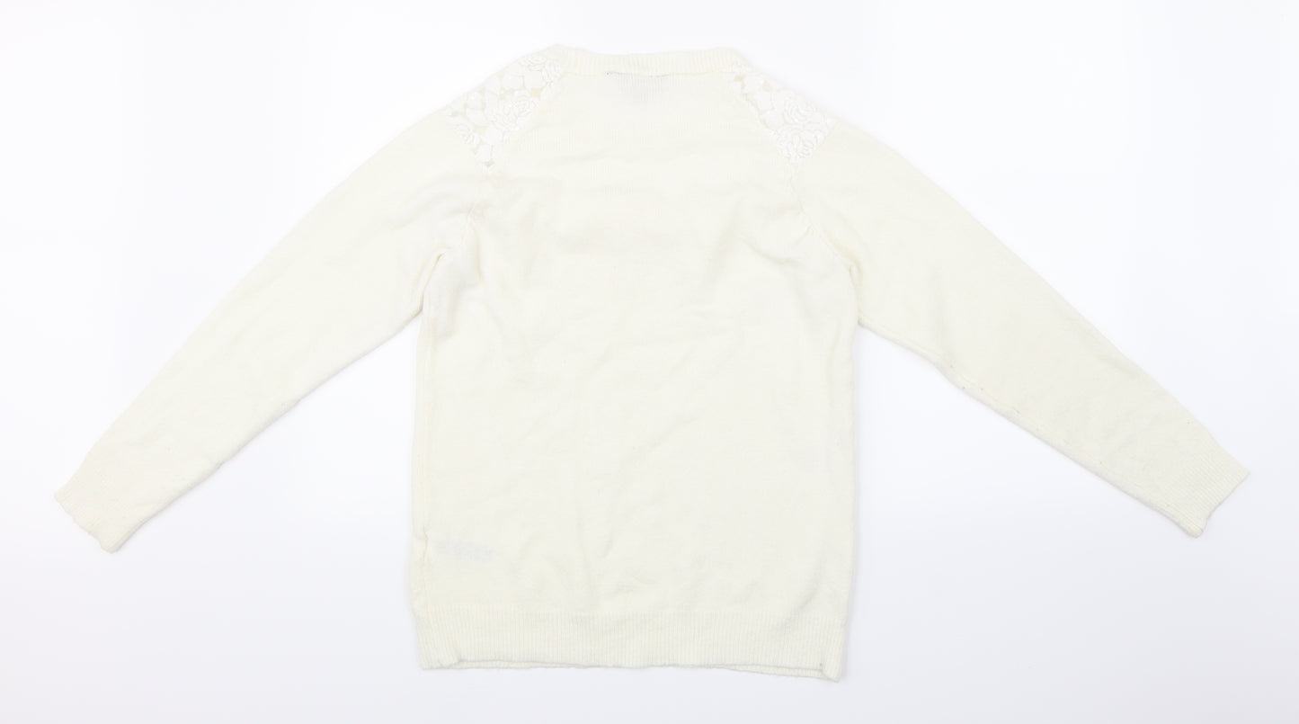 Dorothy Perkins Womens White  Knit Pullover Jumper Size 10