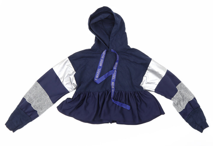 Mabel Doll Girls Blue Henley Hoodie Size XL