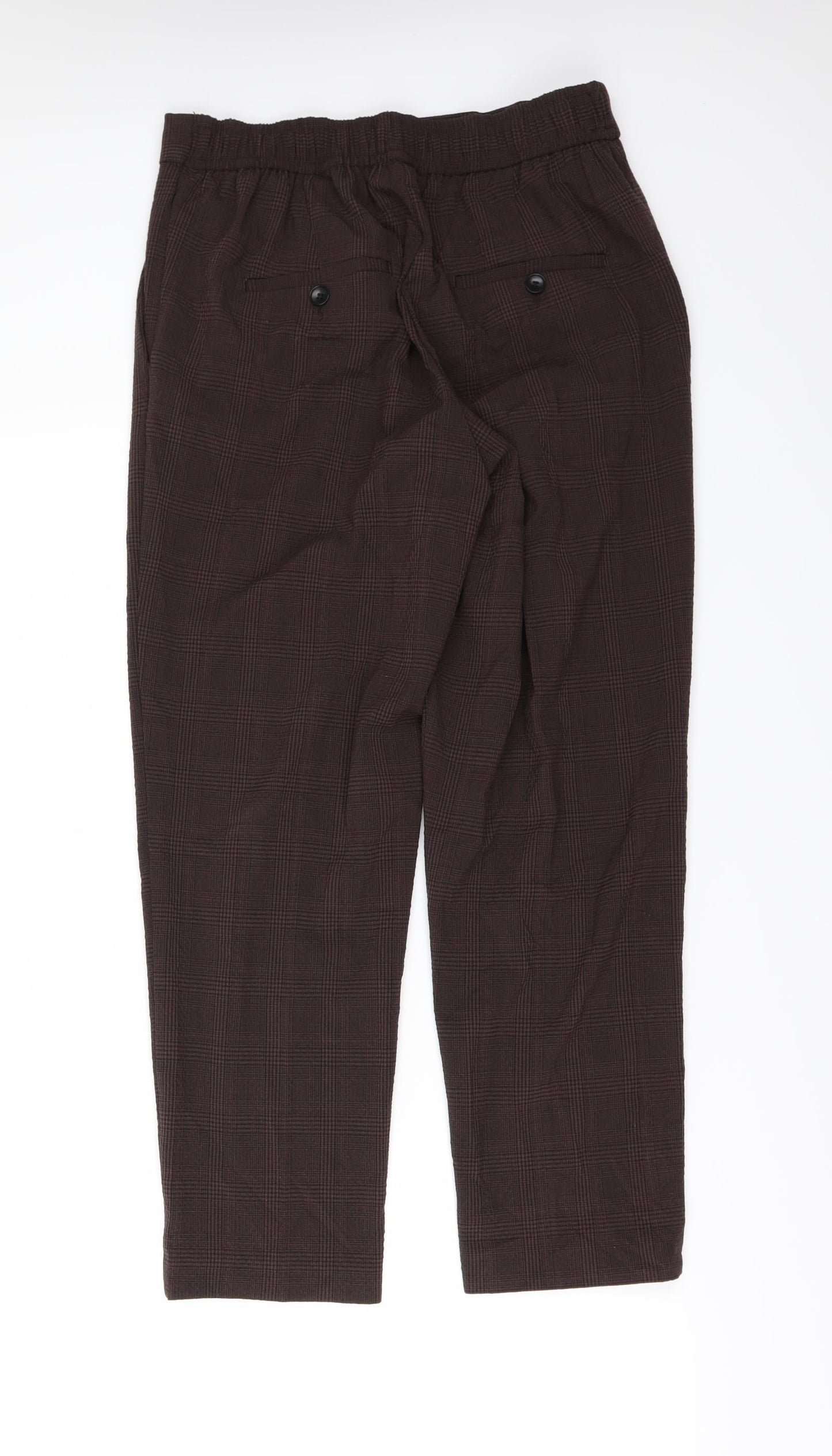 H&M Womens Brown Check  Trousers  Size 30 L28 in