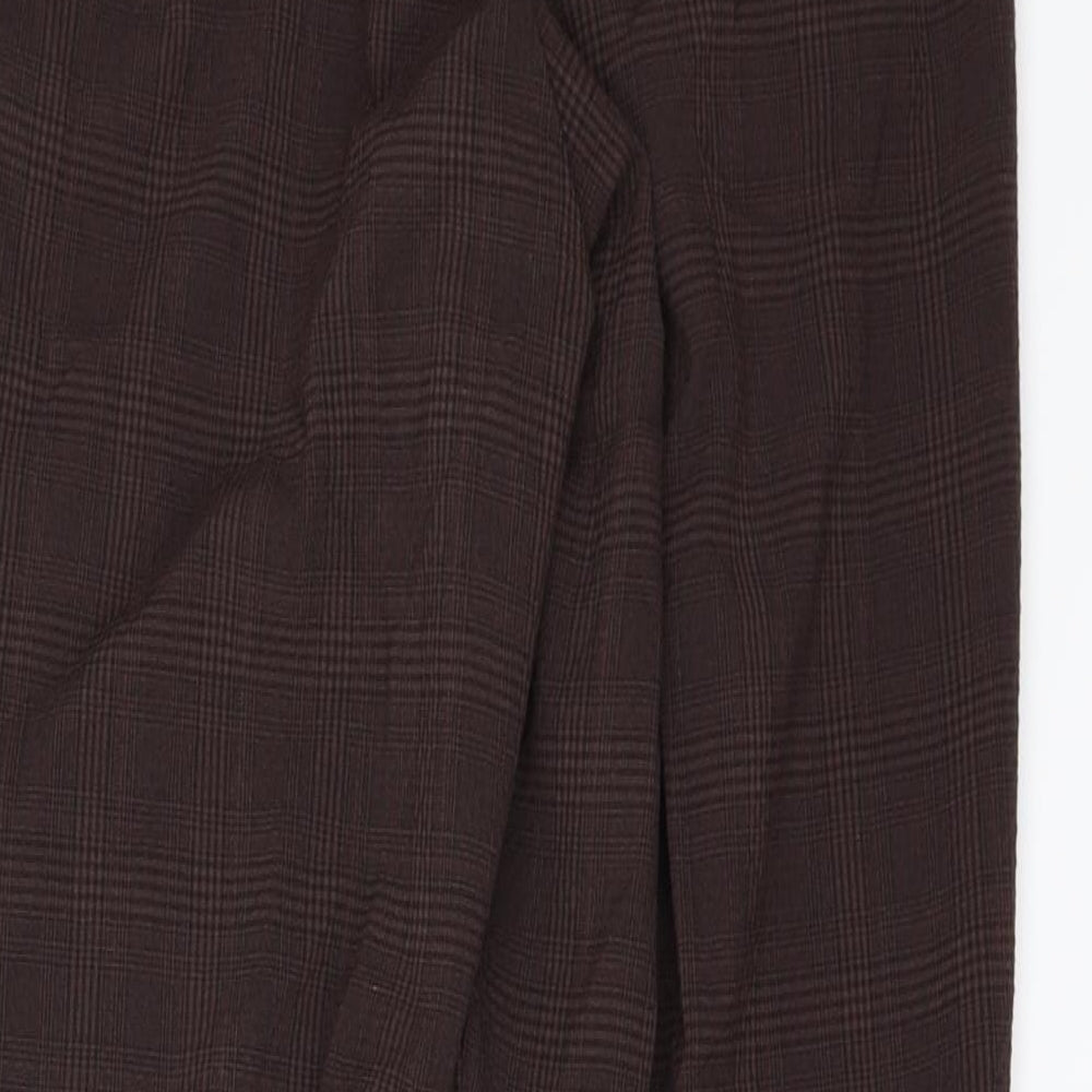 H&M Womens Brown Check  Trousers  Size 30 L28 in