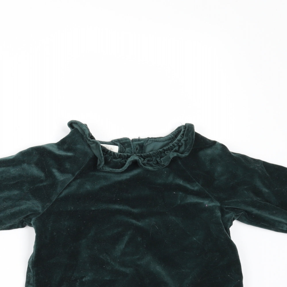 H&M Girls Green  Velour A-Line  Size 12-18 Months