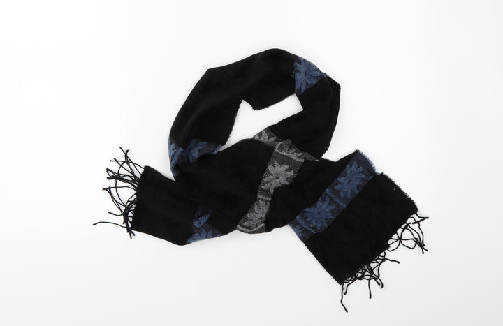 Preworn Mens Black Floral Scarf One Size
