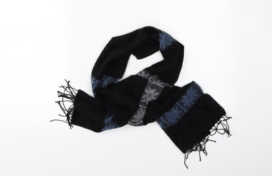 Front view of Preworn men’s black floral scarf one size