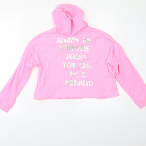 Marks and Spencer Girls Pink   Pullover Hoodie Size 12-13 Years  - CROPPED