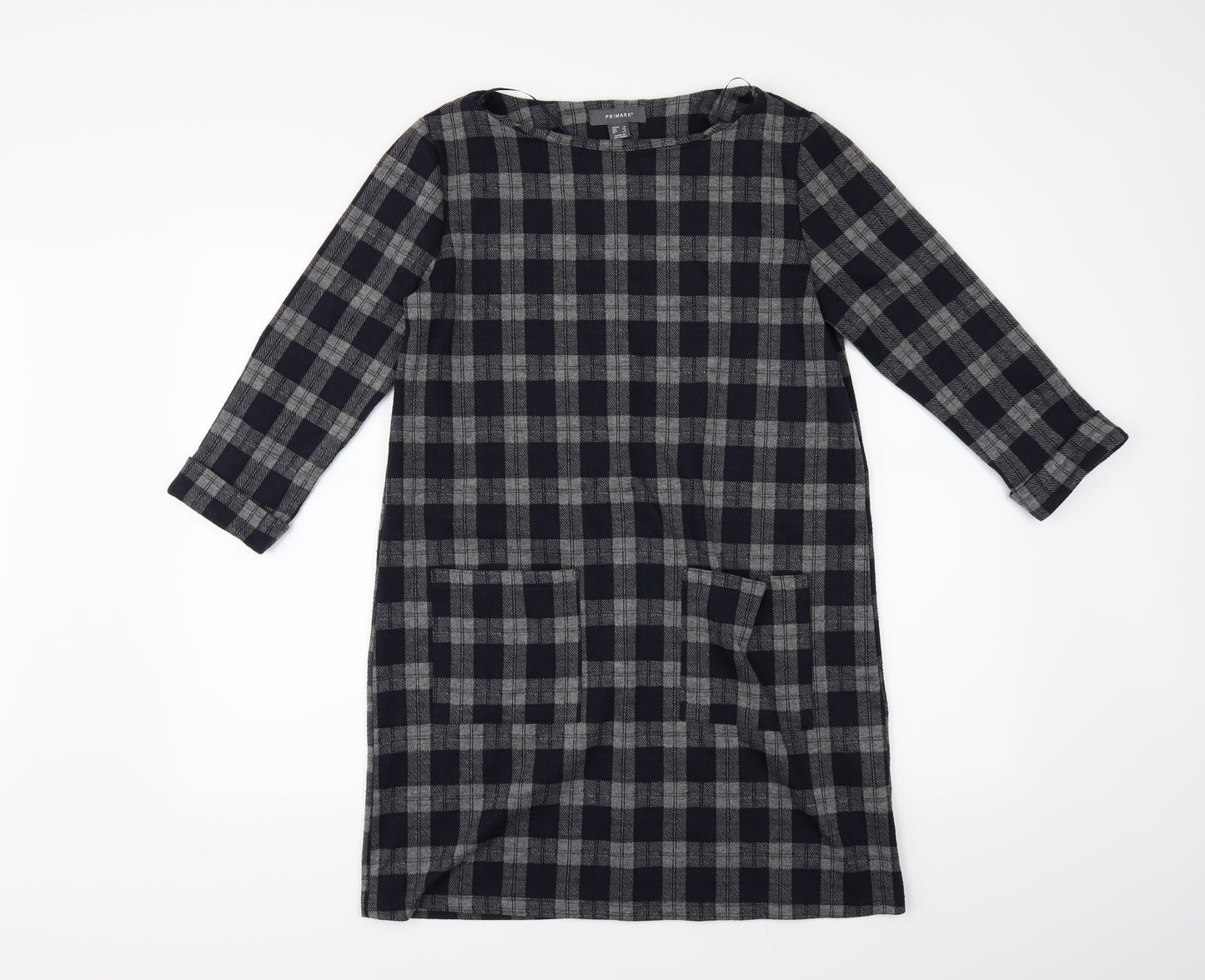 Primark Womens Blue Check Rayon Jumper Dress  Size 10