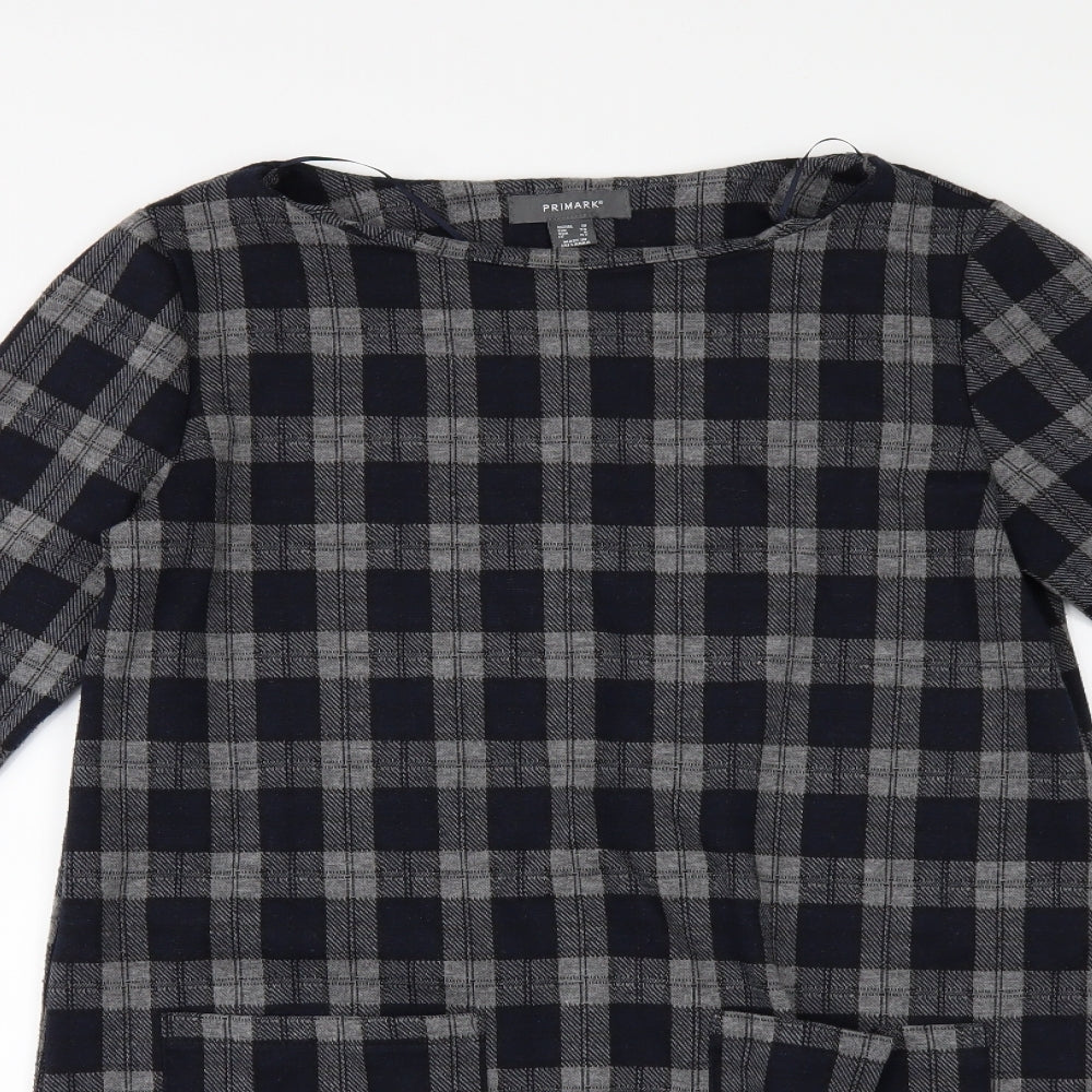 Primark Womens Blue Check Rayon Jumper Dress  Size 10