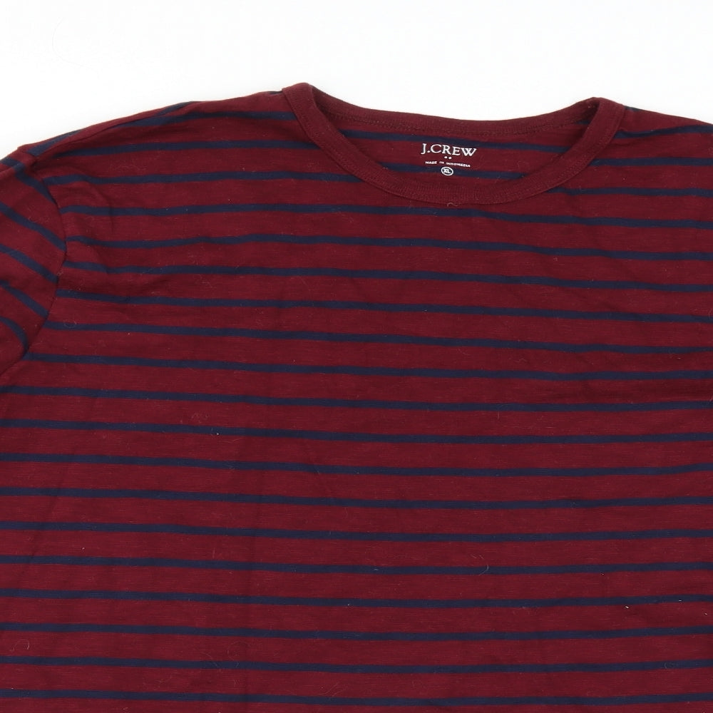 J Crew Mens Red Striped   T-Shirt Size XL