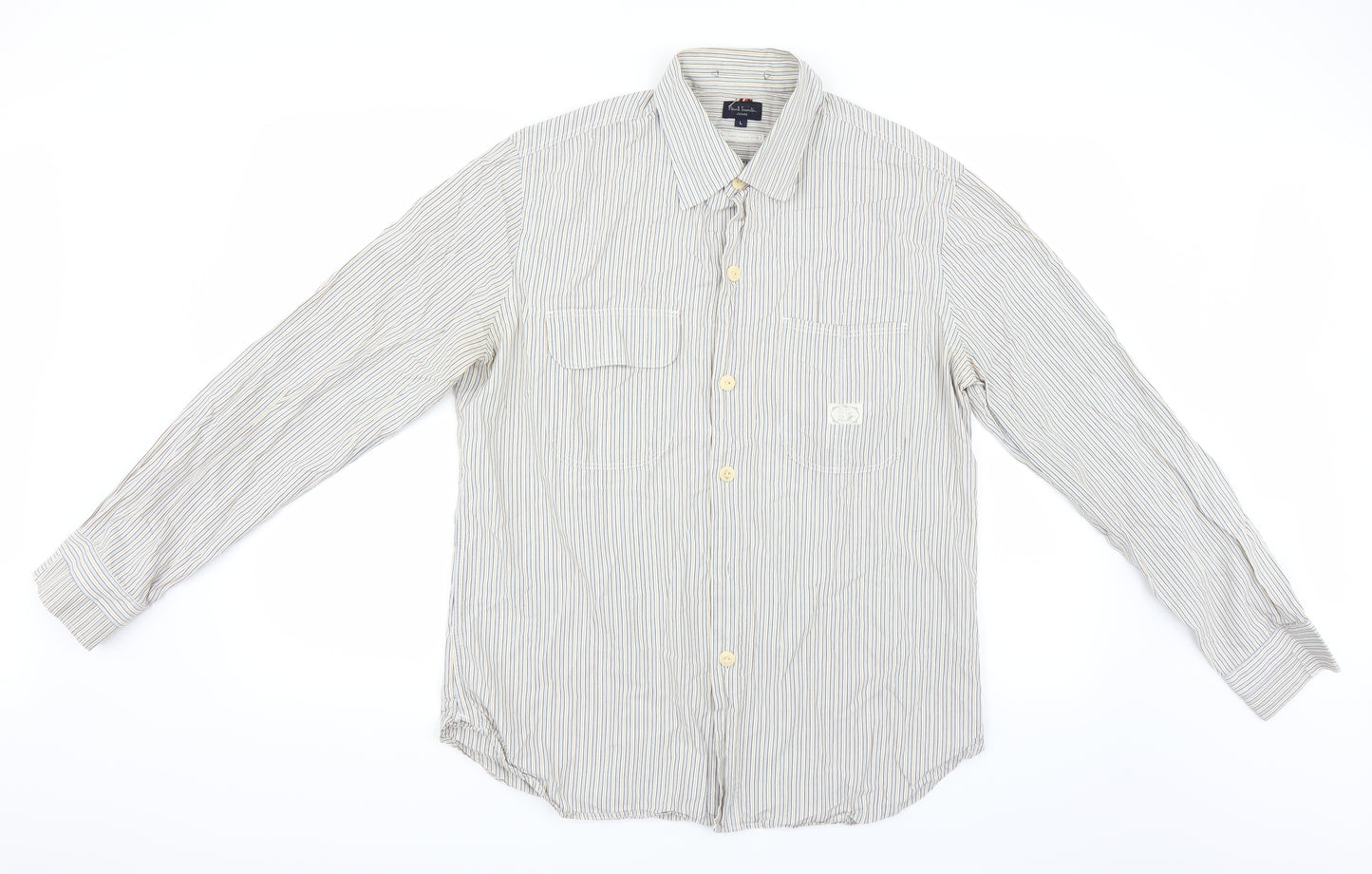 Paul Smith Mens Blue Striped   Button-Up Size L