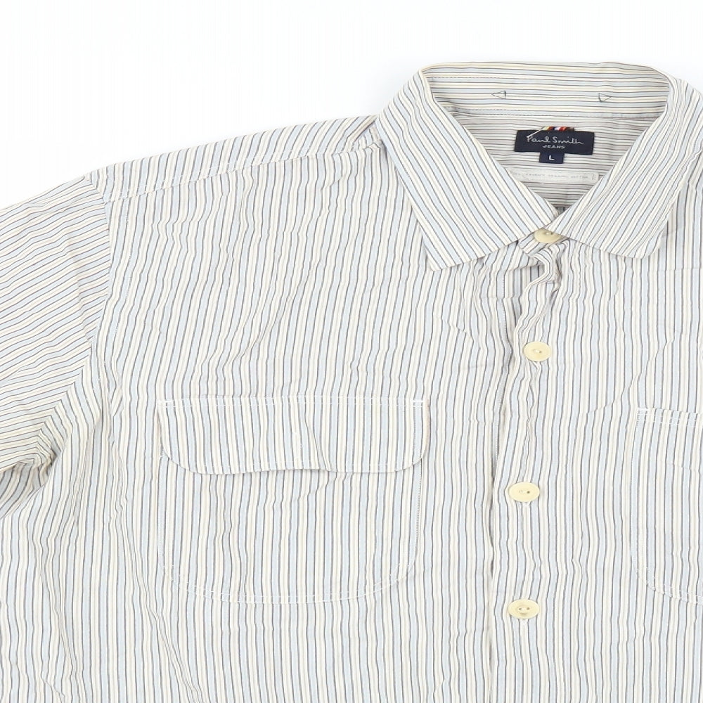Paul Smith Mens Blue Striped   Button-Up Size L