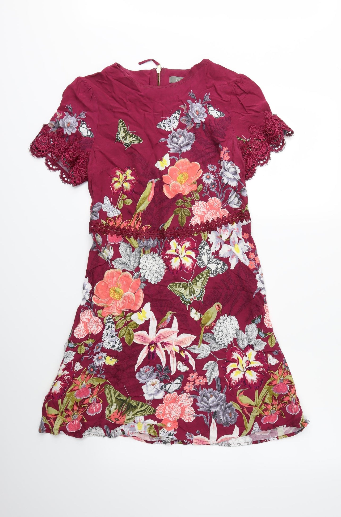 Oasis Womens Pink Floral  Fit & Flare  Size 10
