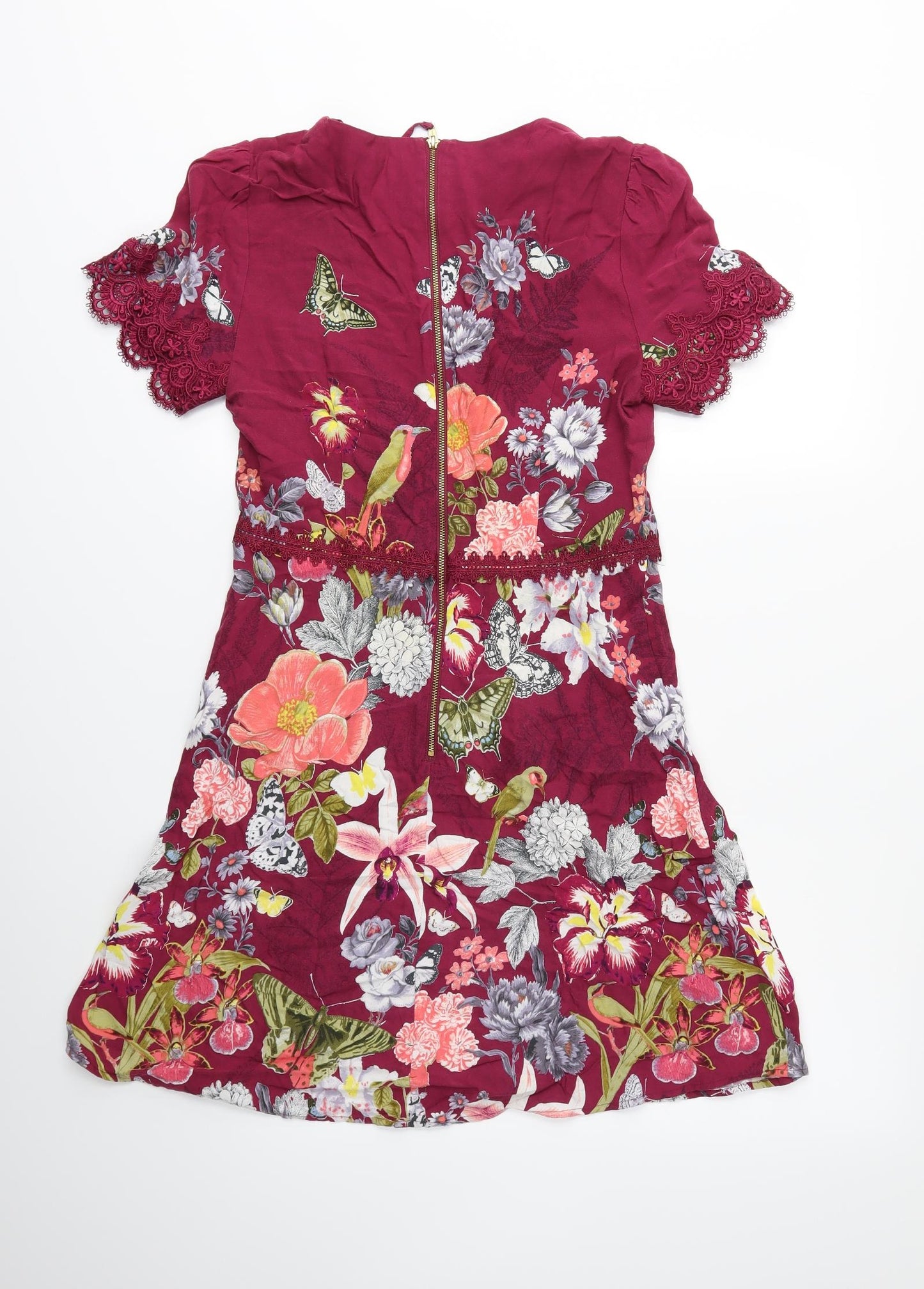 Oasis Womens Pink Floral  Fit & Flare  Size 10