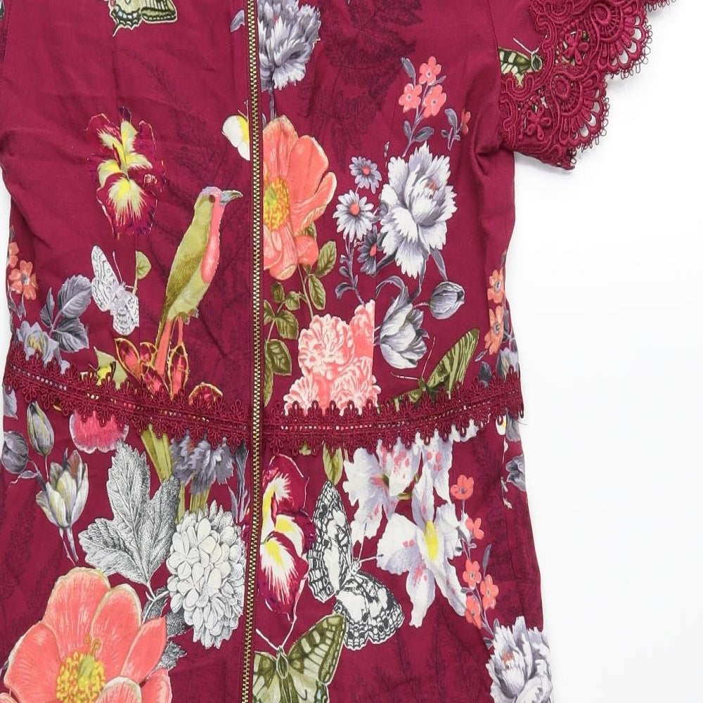 Oasis Womens Pink Floral  Fit & Flare  Size 10