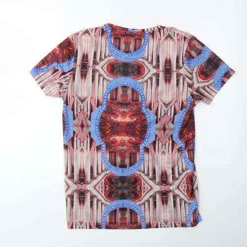 Night Addict Womens Pink Geometric  Basic T-Shirt Size S