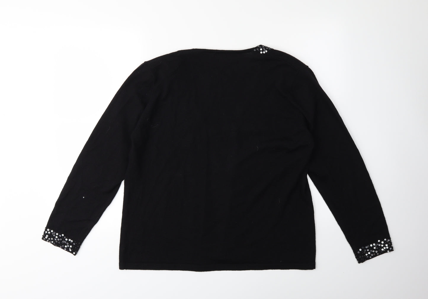 Jacques Vert Womens Black  Knit Cardigan Jumper Size L