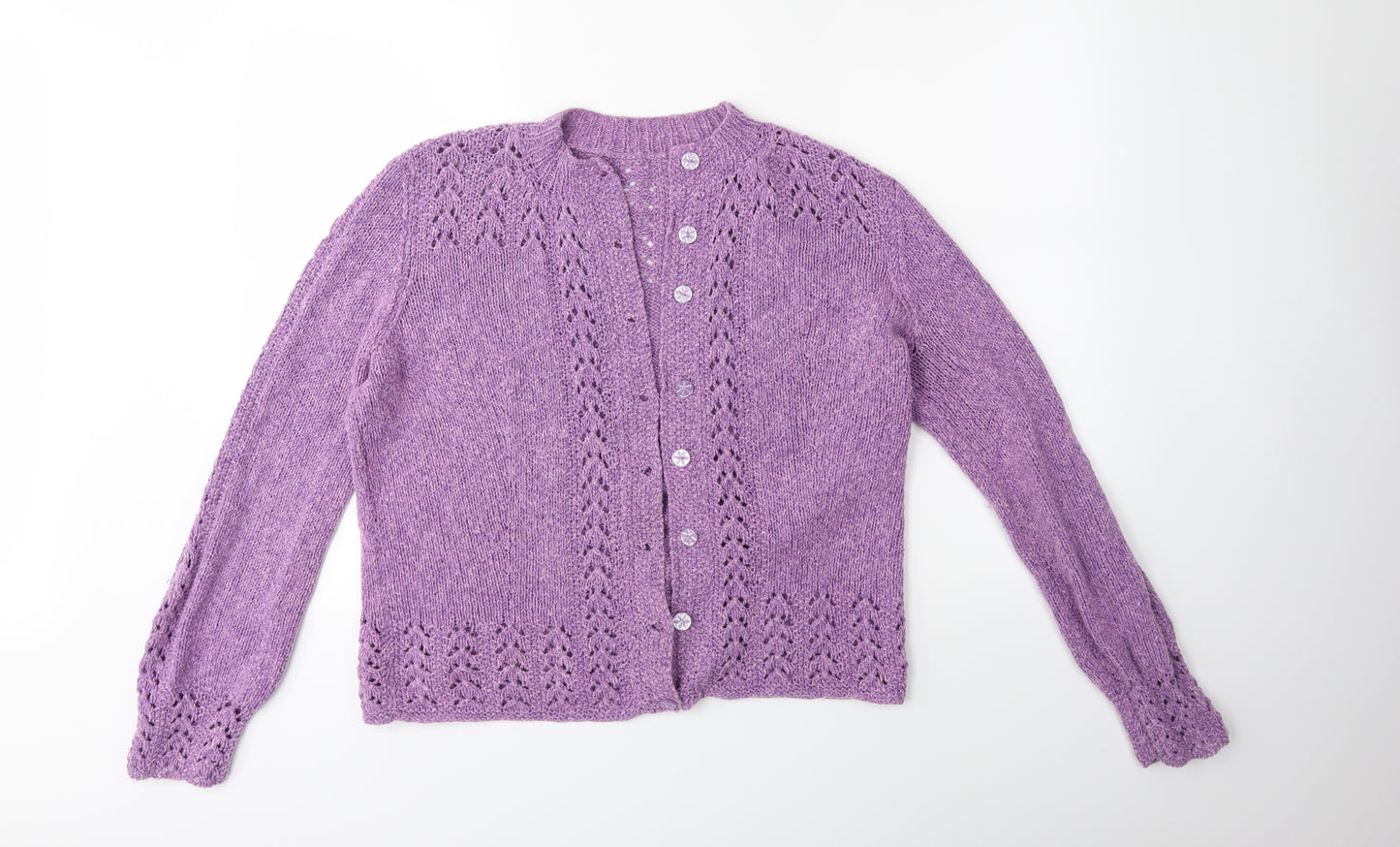 Preworn Womens Purple  Knit Cardigan Jumper Size L