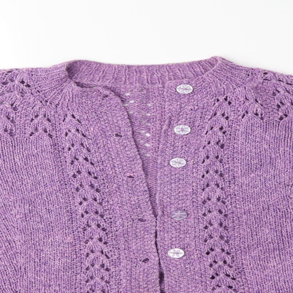 Preworn Womens Purple  Knit Cardigan Jumper Size L