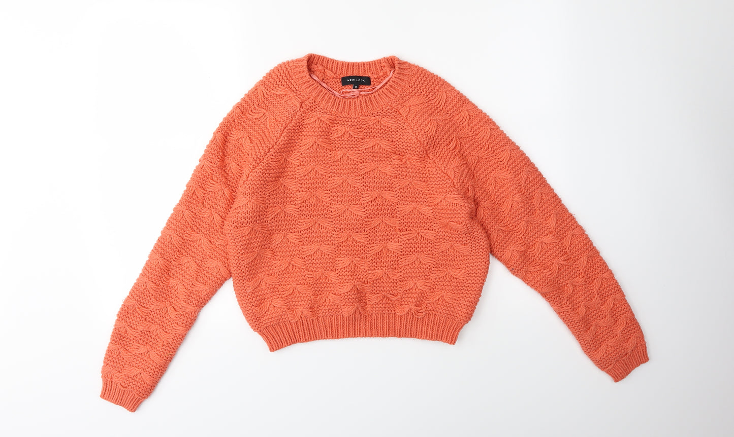 New London Womens Orange  Knit Pullover Jumper Size 8
