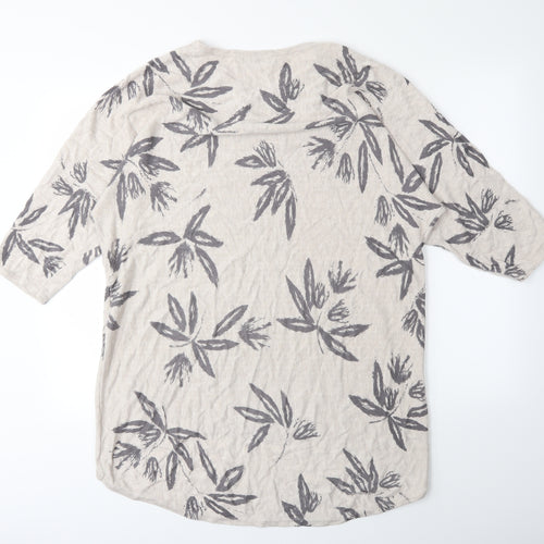 Viz A Viz Womens Beige Floral Knit Pullover Jumper Size L
