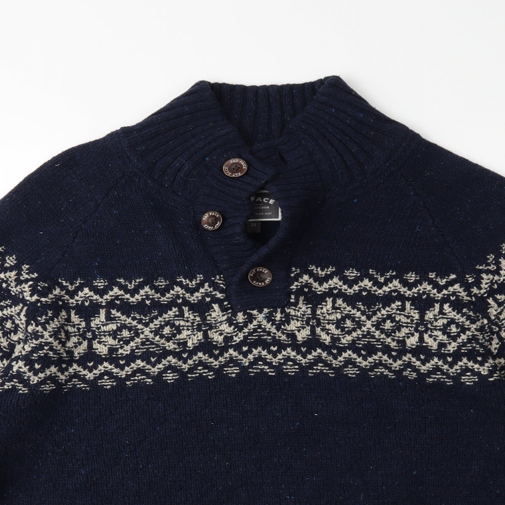 Fat Face Mens Blue  Knit Pullover Jumper Size M