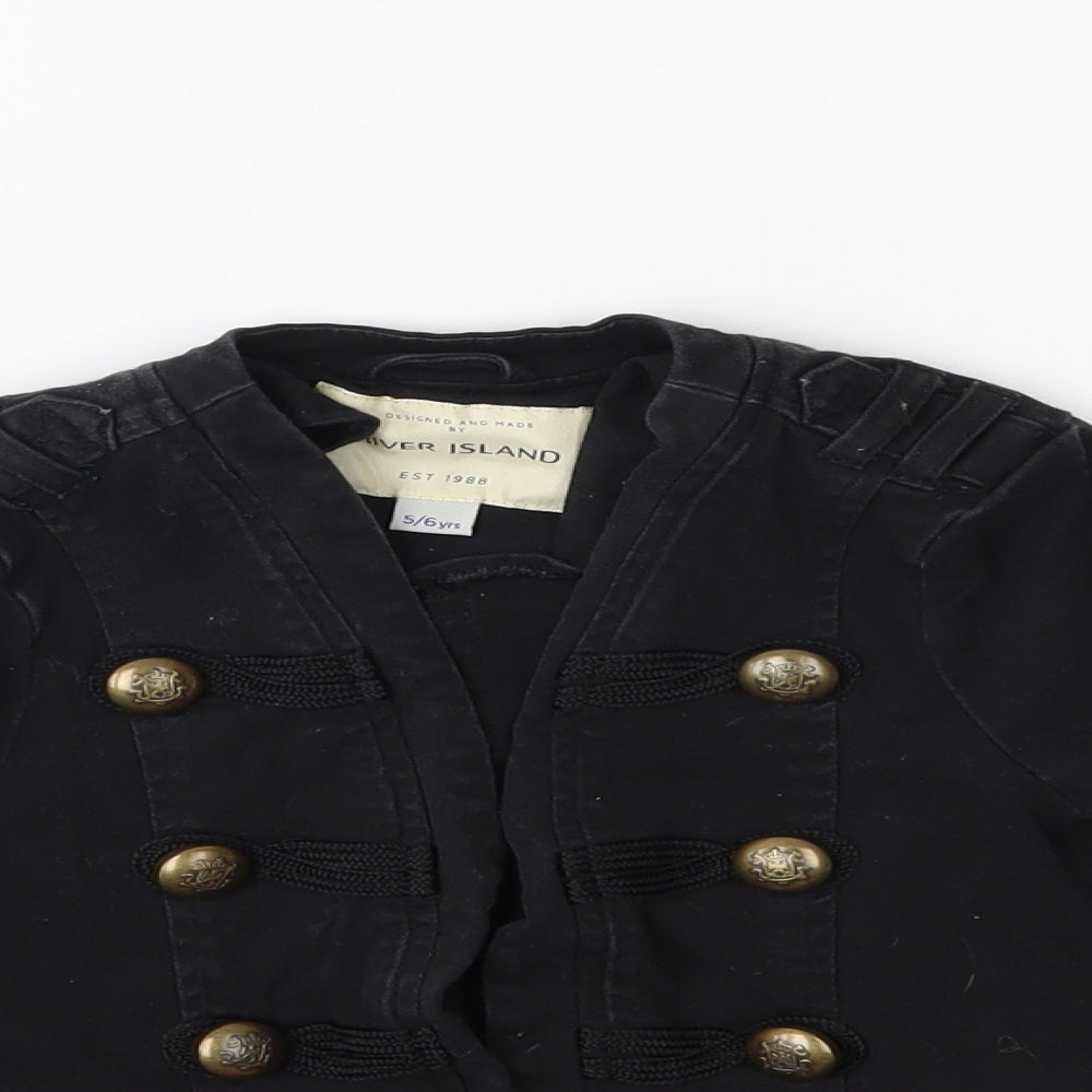 River Island Girls Black   Military Jacket Jacket Size 5 Years