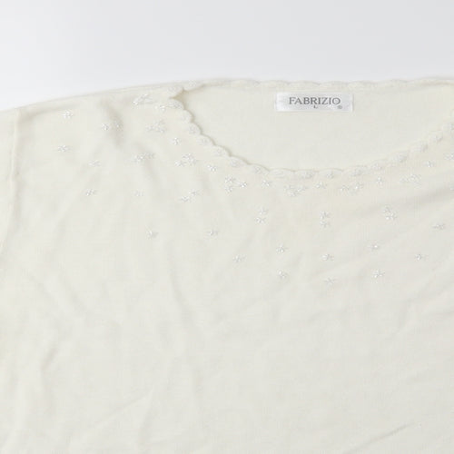 Fabrizio Womens White  Knit Pullover Jumper Size L