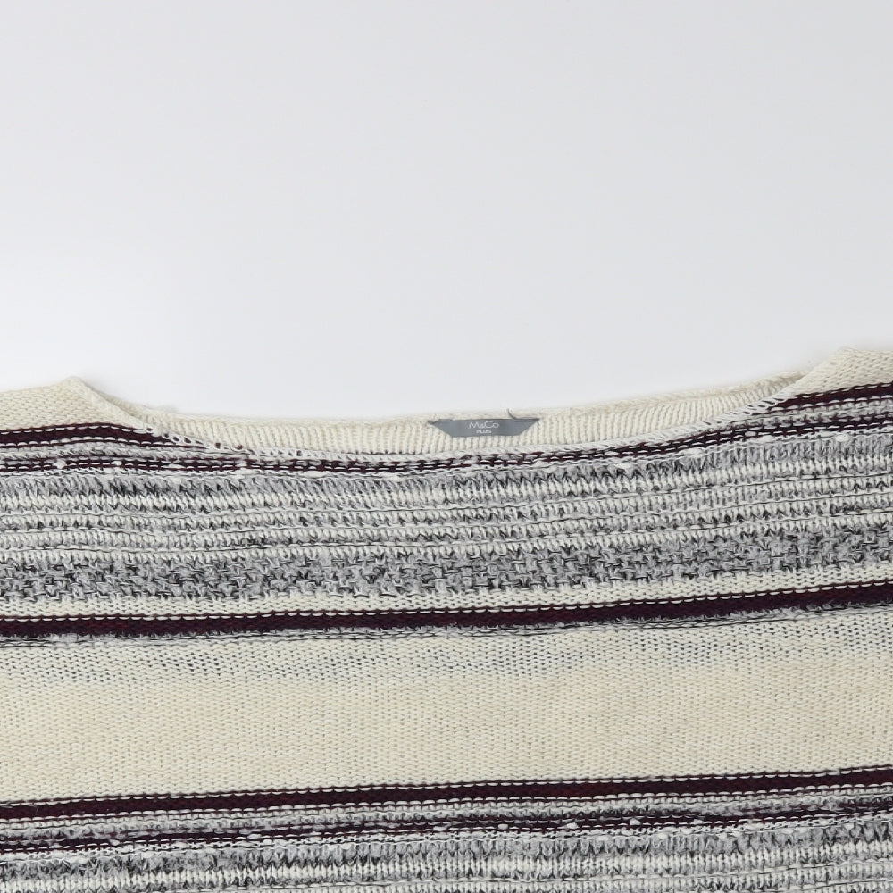 M&Co Womens White Striped Knit Pullover Jumper Size 26