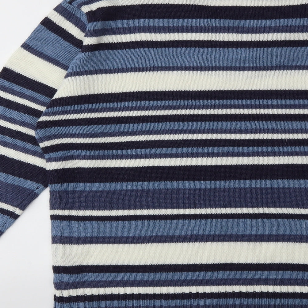 OKAY Mens Blue Striped Knit Pullover Jumper Size L