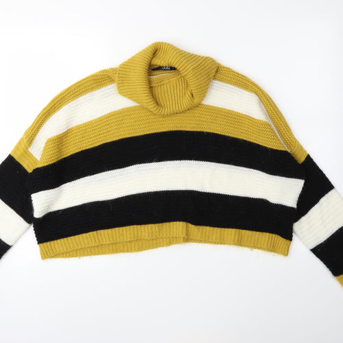 Quiz Womens Yellow Striped Knit Pullover Jumper Size L