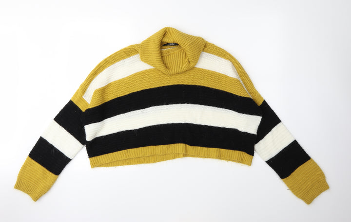 Quiz Womens Yellow Striped Knit Pullover Jumper Size L
