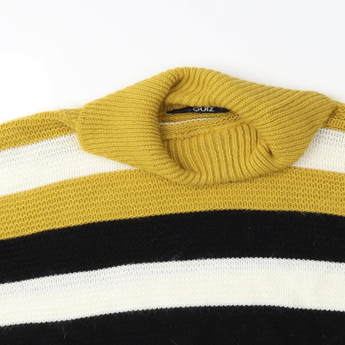 Quiz Womens Yellow Striped Knit Pullover Jumper Size L