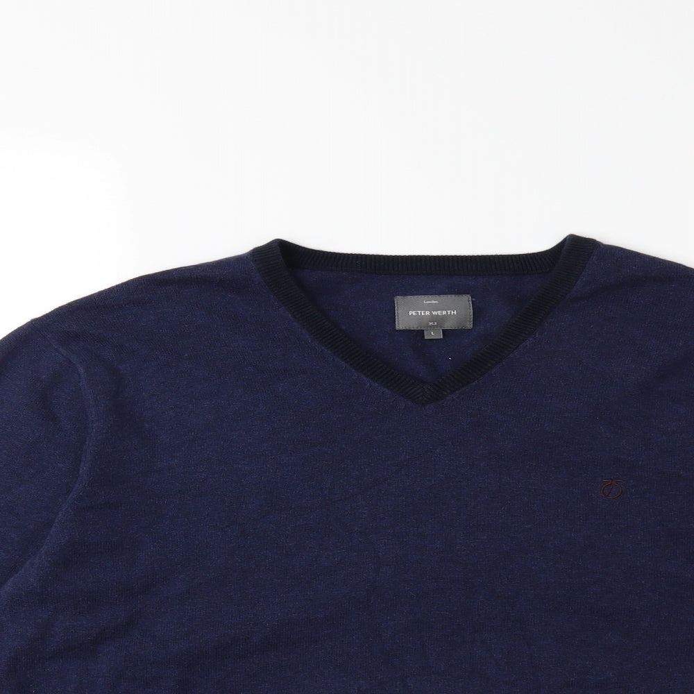 Peter Werth Mens Blue  Knit Pullover Jumper Size L