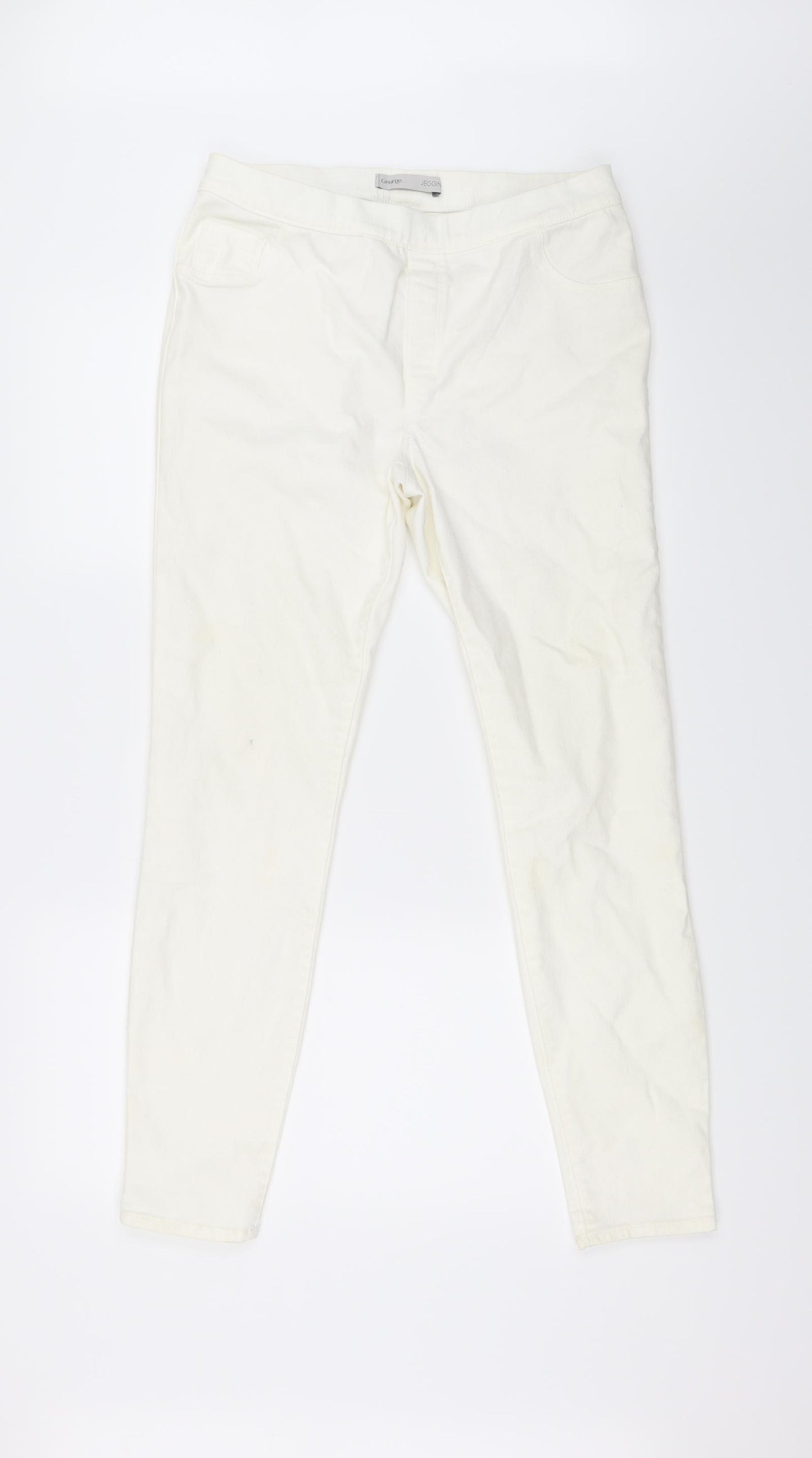George Womens Ivory  Denim Jegging Jeans Size 14 L27.5 in