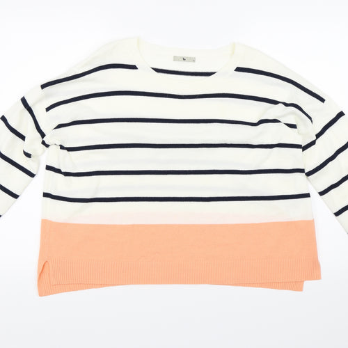 TU Womens Ivory Striped  Pullover Jumper Size 16