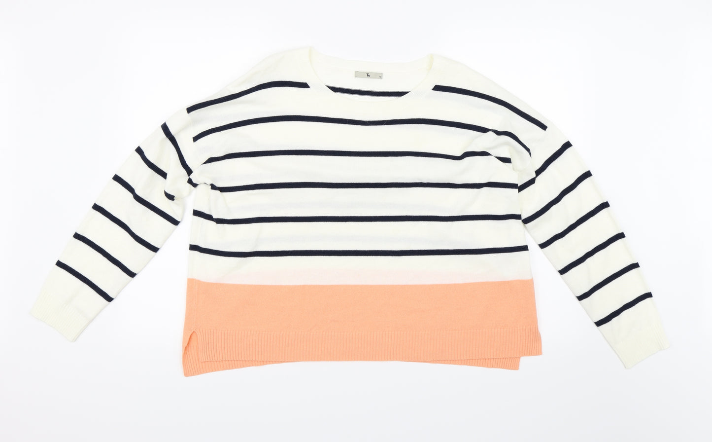 TU Womens Ivory Striped  Pullover Jumper Size 16