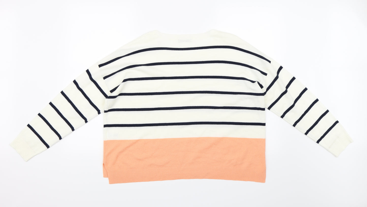 TU Womens Ivory Striped  Pullover Jumper Size 16