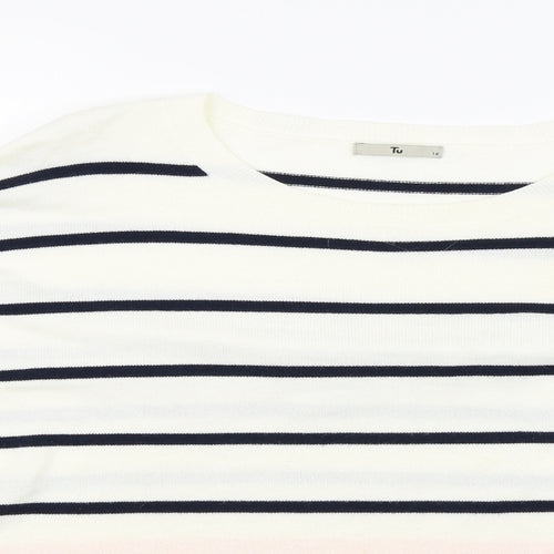 TU Womens Ivory Striped  Pullover Jumper Size 16