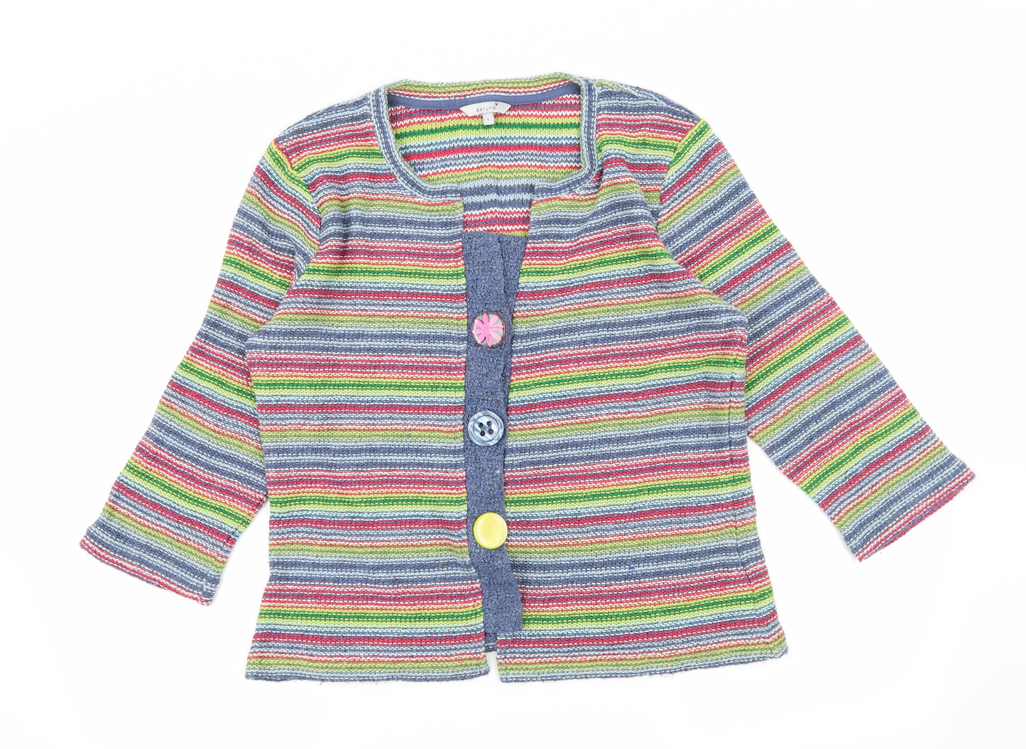 Per Una Womens Multicoloured Striped Knit Cardigan Jumper Size L