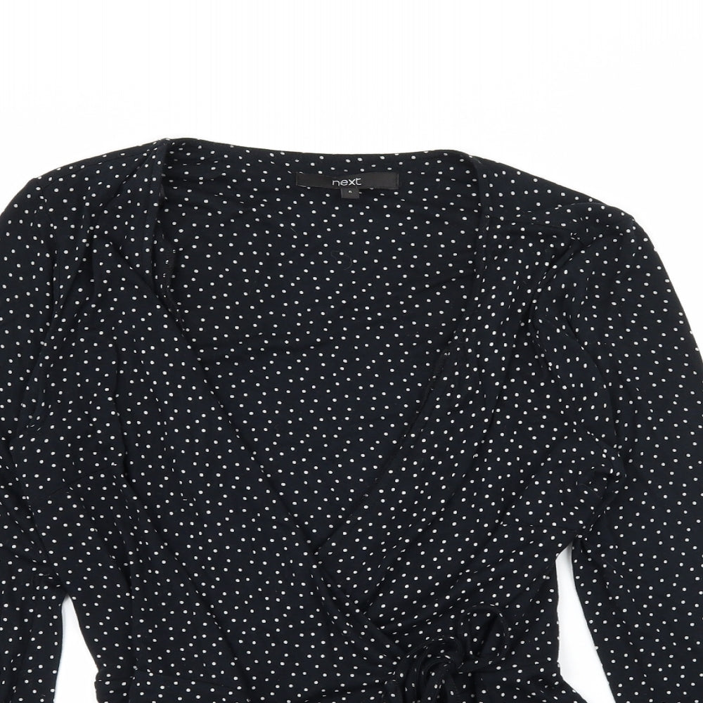 NEXT Womens Blue Polka Dot Jersey Wrap T-Shirt Size 6