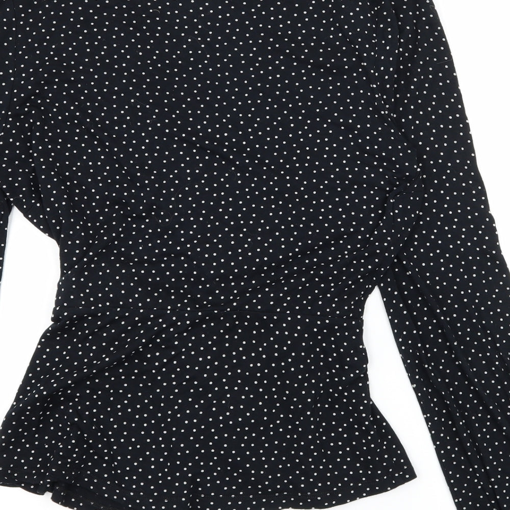 NEXT Womens Blue Polka Dot Jersey Wrap T-Shirt Size 6