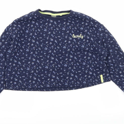 NEXT Girls Blue Floral Jersey Pullover Sweatshirt Size 12 Years  - Lovely