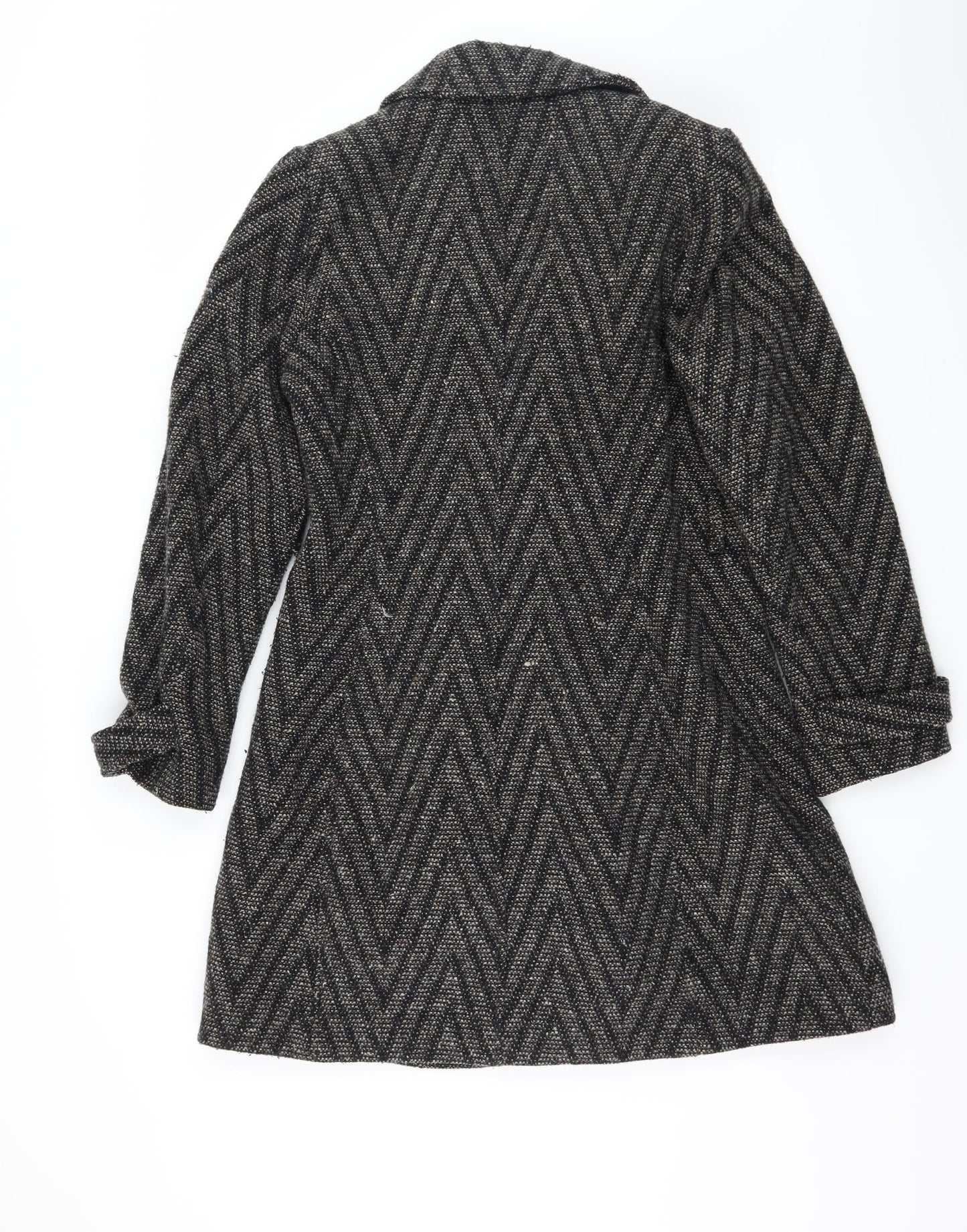 F&F Womens Green Striped  Overcoat Coat Size 12