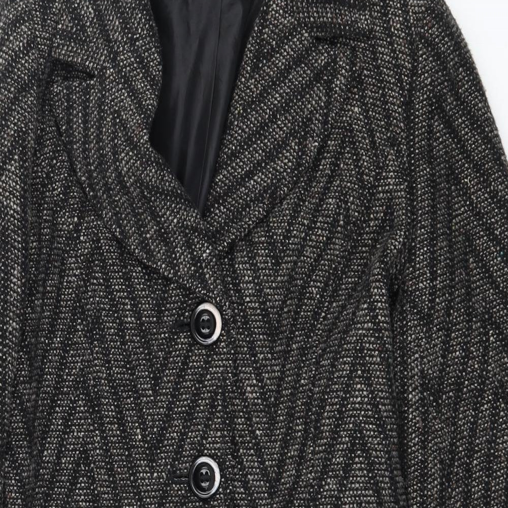 F&F Womens Green Striped  Overcoat Coat Size 12