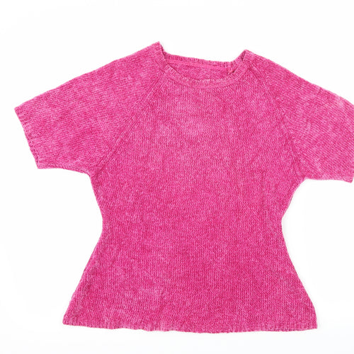 Preworn Womens Pink  Knit Basic T-Shirt Size S