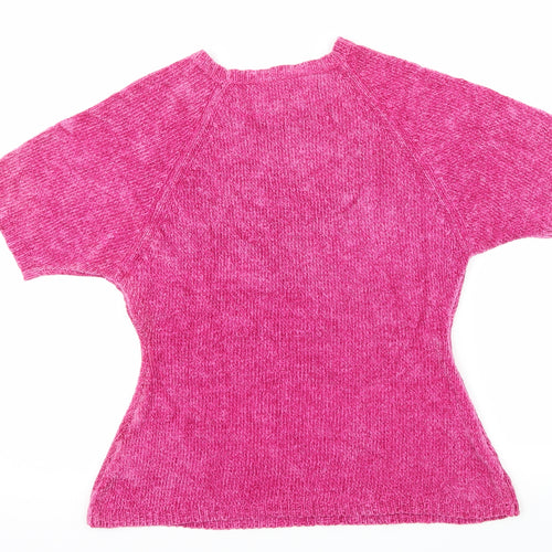 Preworn Womens Pink  Knit Basic T-Shirt Size S