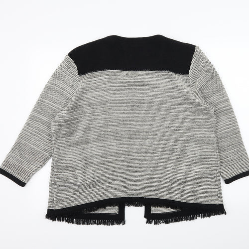F&F Womens Black Striped Knit Cardigan Jumper Size 18