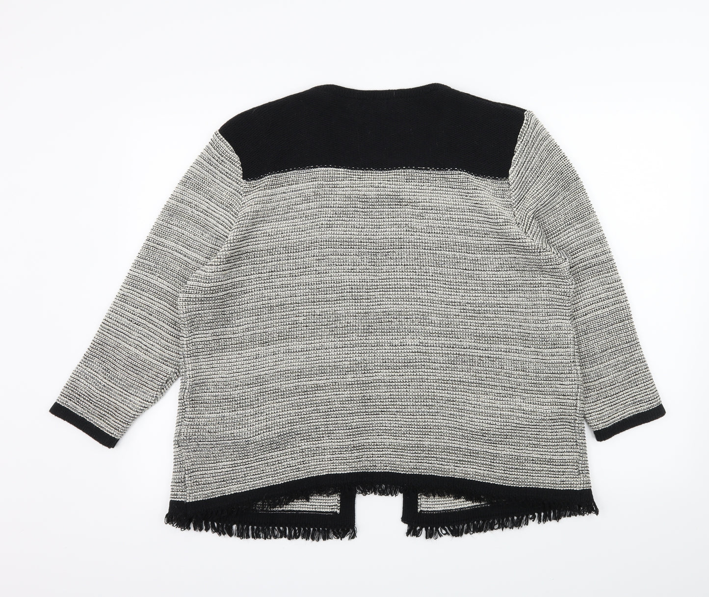 F&F Womens Black Striped Knit Cardigan Jumper Size 18