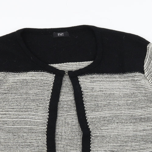 F&F Womens Black Striped Knit Cardigan Jumper Size 18