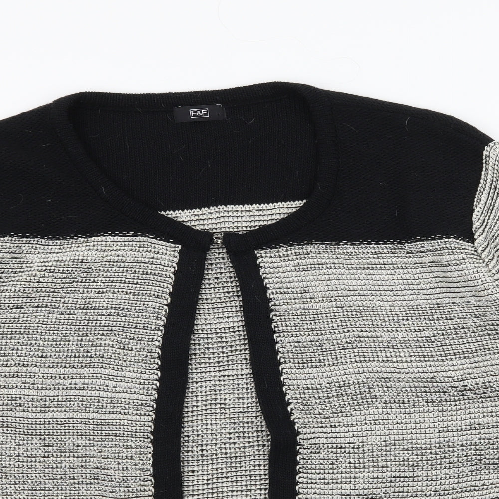 F&F Womens Black Striped Knit Cardigan Jumper Size 18